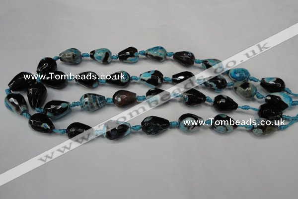 CAG5723 15 inches 12*16mm faceted teardrop fire crackle agate beads