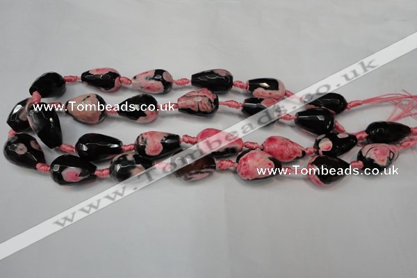 CAG5741 15 inches 15*20mm faceted teardrop fire crackle agate beads