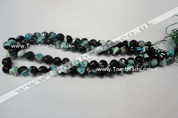 CAG5811 15 inches 10mm faceted round fire crackle agate beads