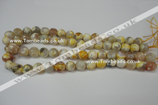 CAG5820 15 inches 12mm faceted round fire crackle agate beads