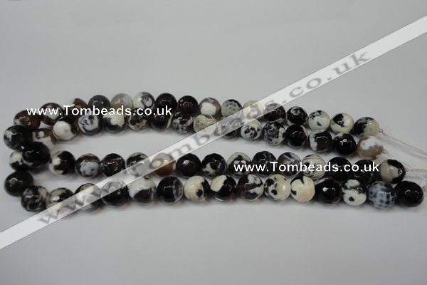 CAG5823 15 inches 12mm faceted round fire crackle agate beads