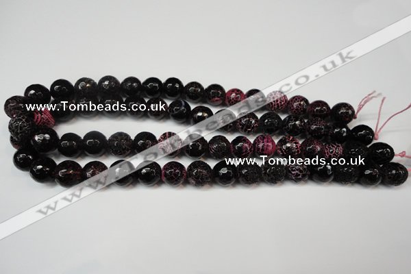 CAG5837 15 inches 12mm faceted round fire crackle agate beads