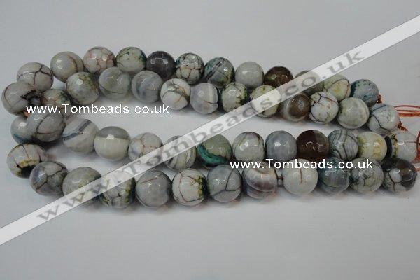 CAG5866 15 inches 16mm faceted round fire crackle agate beads