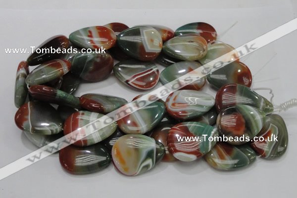 CAG809 15.5 inches 30*40mm flat teardrop rainbow agate gemstone beads