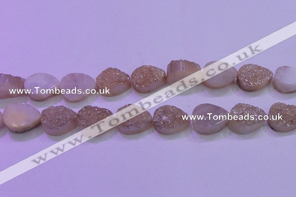 CAG8311 7.5 inches 18*25mm teardrop champagne plated druzy agate beads