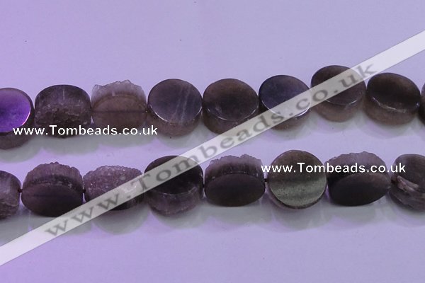 CAG8439 15.5 inches 30mm coin grey druzy agate gemstone beads