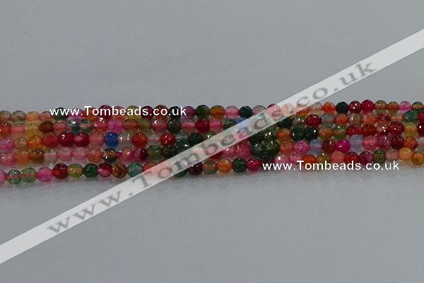 CAG8940 15.5 inches 4mm faceted round fire crackle agate beads