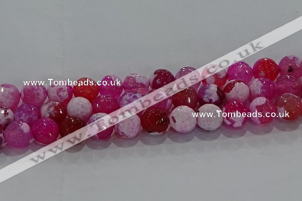 CAG8975 15.5 inches 14mm faceted round fire crackle agate beads