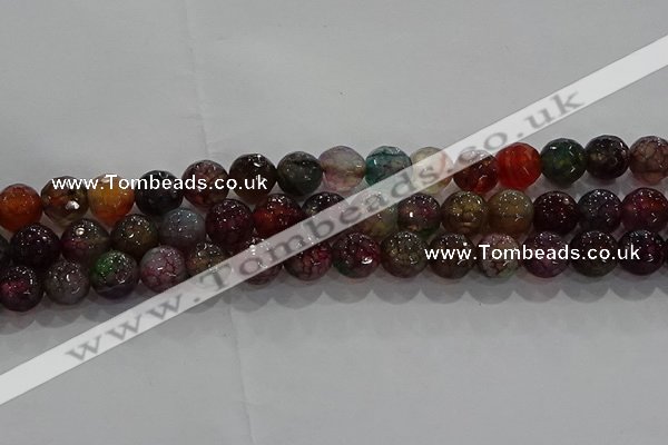 CAG9022 15.5 inches 8mm faceted round fire crackle agate beads