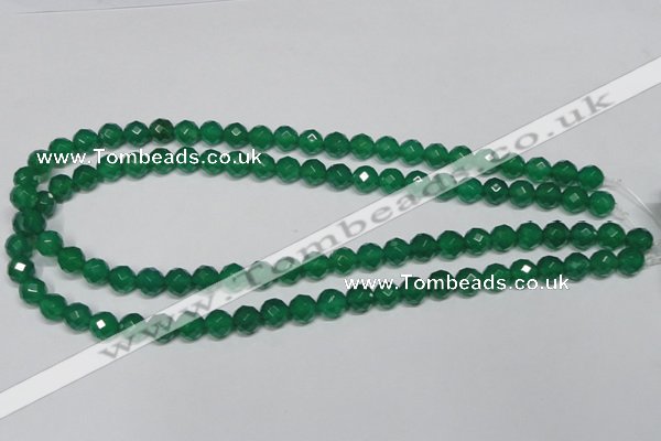 CAG955 15.5 inches 8mm faceted round green agate gemstone beads