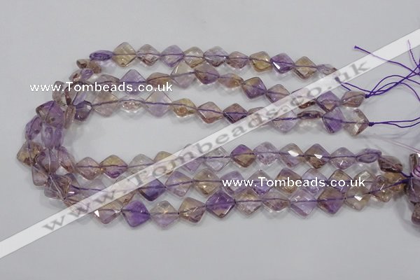 CAN34 15.5 inches 12*12mm faceted diamond natural ametrine beads