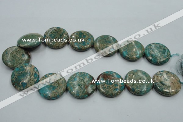 CAT08 15.5 inches 30mm flat round natural aqua terra jasper beads