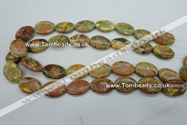 CAT125 15.5 inches 18*25mm oval dyed natural aqua terra jasper beads