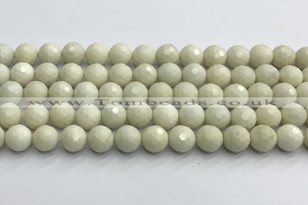 CCB1212 15 inches 10mm faceted round ivory jasper beads