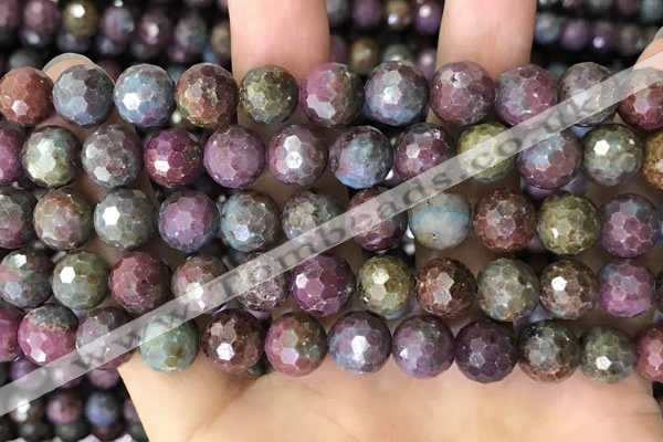 CCB792 15.5 inches 10mm faceted round jasper gemstone beads wholesale