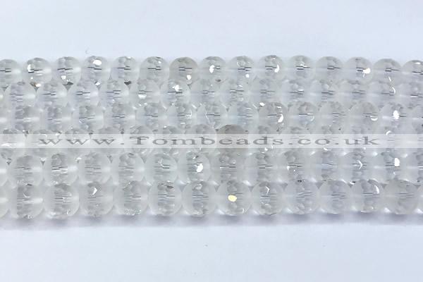 CCC641 15 inches 8mm faceted round white crystal beads