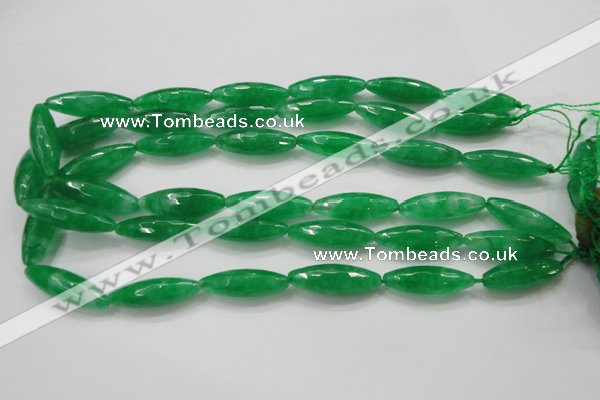 CCN1670 15.5 inches 10*30mm faceted rice candy jade beads wholesale