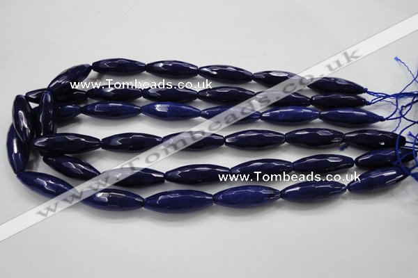 CCN1695 15.5 inches 10*30mm faceted rice candy jade beads wholesale