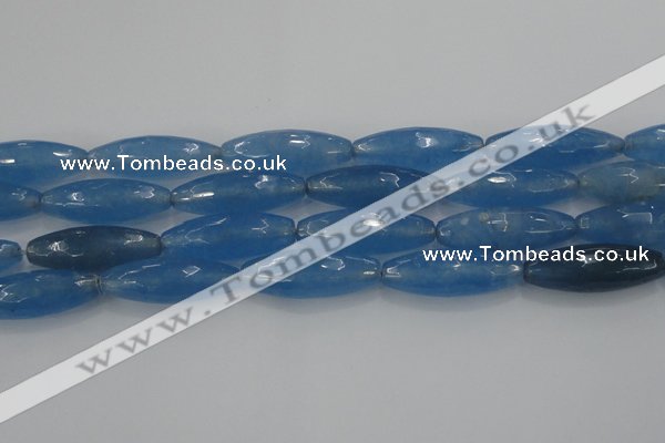 CCN1725 15.5 inches 14*40mm faceted rice candy jade beads