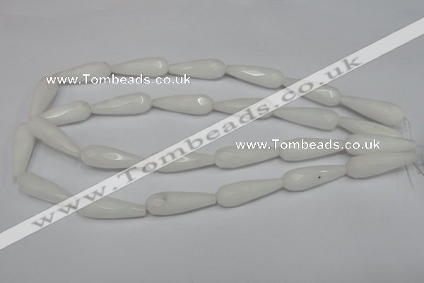 CCN197 15.5 inches 10*30mm faceted teardrop candy jade beads