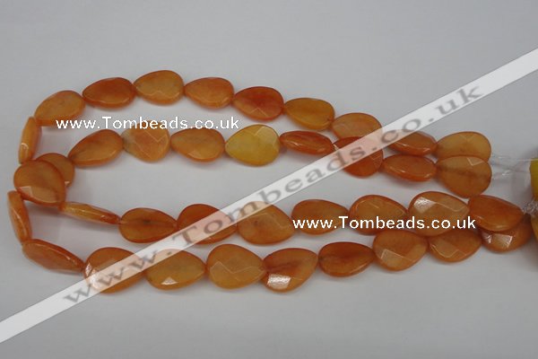 CCN2193 15.5 inches 15*20mm faceted flat teardrop candy jade beads