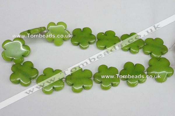 CCN2356 15.5 inches 30mm carved flower candy jade beads wholesale