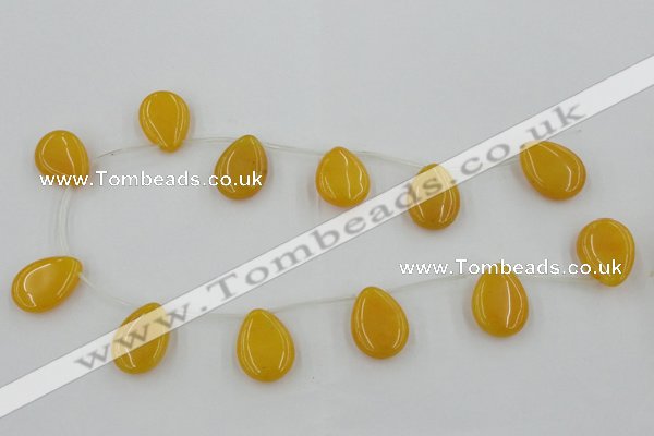 CCN2704 Top-drilled 18*25mm flat teardrop candy jade beads