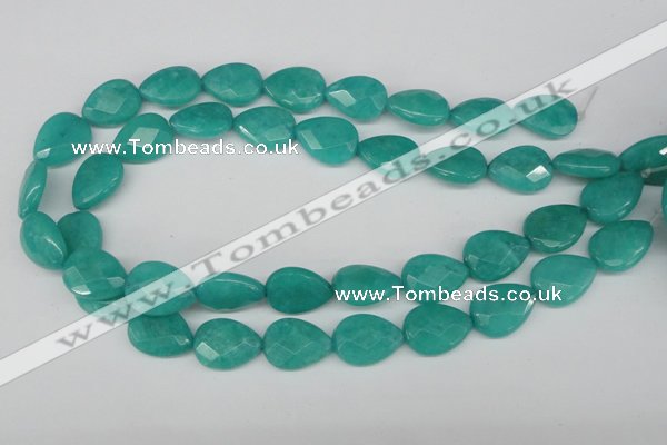 CCN385 15.5 inches 15*20mm faceted flat teardrop candy jade beads