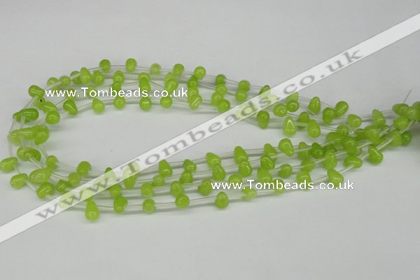 CCN438 15.5 inches Top-drilled 6*9mm teardrop candy jade beads