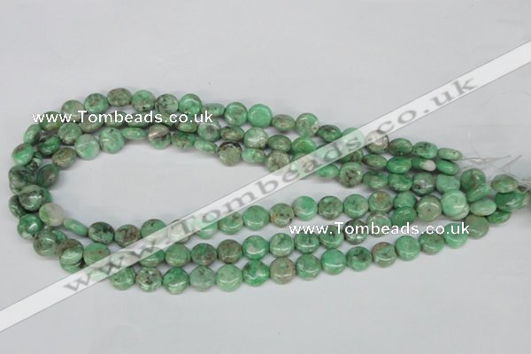 CCO110 15.5 inches 10mm flat round dyed natural chrysotine beads