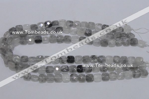 CCQ197 15.5 inches 8*8mm faceted square cloudy quartz beads