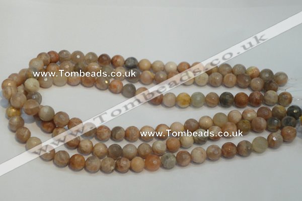 CCS312 15.5 inches 10mm faceted round natural sunstone beads