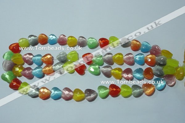 CCT973 15 inches 12*12mm faceted heart cats eye beads wholesale