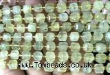 CCU1357 15 inches 6mm - 7mm faceted cube green rutilated quartz beads