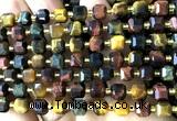 CCU1369 15 inches 6mm - 7mm faceted cube colorful tiger eye beads