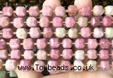 CCU1373 15 inches 6mm - 7mm faceted cube pink wooden jasper beads