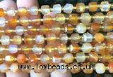 CCU1388 15 inches 6mm - 7mm faceted cube carnelian beads