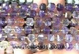 CCU1462 15 inches 8mm - 9mm faceted cube purple phantom quartz beads