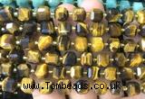 CCU1467 15 inches 8mm - 9mm faceted cube grade A yellow tiger eye beads