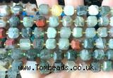 CCU1486 15 inches 8mm - 9mm faceted cube blood jasper beads