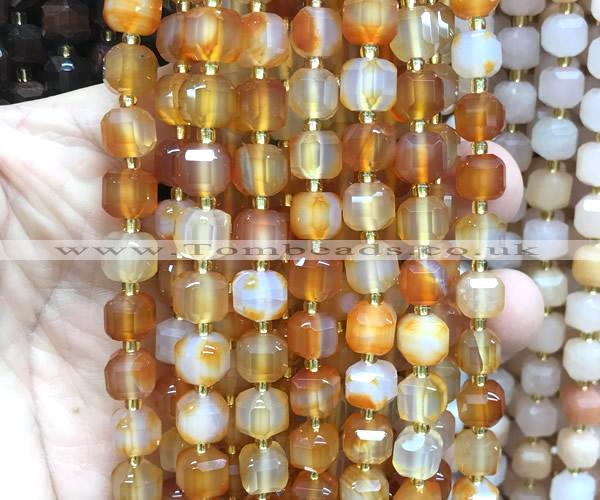 CCU1497 15 inches 8mm - 9mm faceted cube carnelian beads