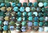 CCU1505 15 inches 8mm - 9mm faceted cube ocean agate beads