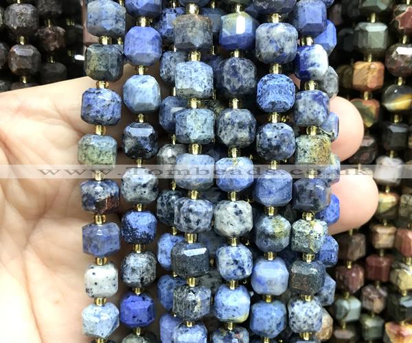 CCU1508 15 inches 8mm - 9mm faceted cube sunset dumortierite beads