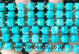 CCU1522 15 inches 8mm - 9mm faceted cube green turquoise beads