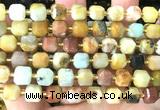 CCU1523 15 inches 8mm - 9mm faceted cube yellow amazonite beads