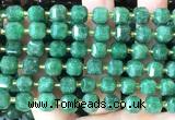 CCU1526 15 inches 8mm - 9mm faceted cube green jade beads