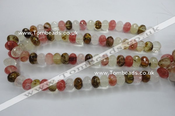 CCY404 15.5 inches 10*14mm faceted rondelle volcano cherry quartz beads