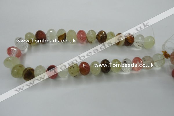 CCY405 15.5 inches 14*18mm faceted rondelle volcano cherry quartz beads