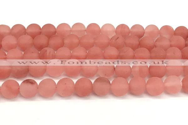 CCY673 15 inches 10mm round matte cherry quartz beads