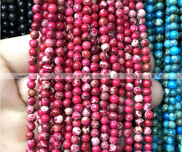 CDE3010 15 inches 4mm round sea sediment jasper beads wholesale